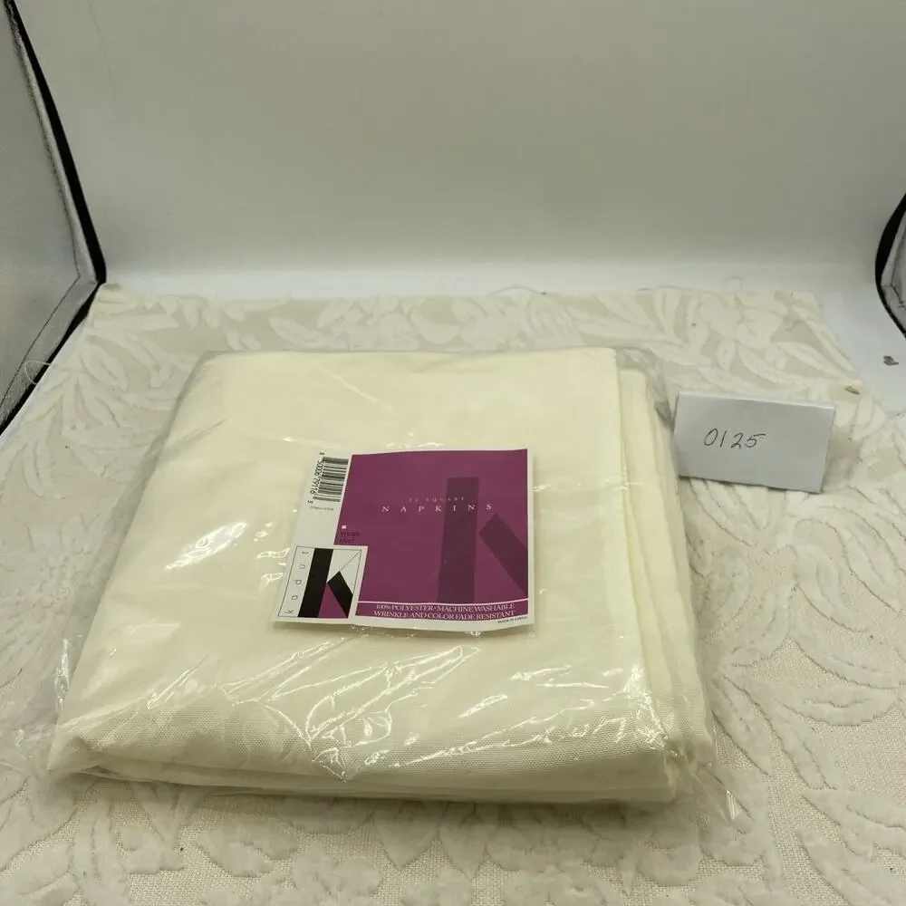 Kadut Cloth Napkins - 17 x 17 Ivory Solid Washable Polyester Dinner Napkins 12pk